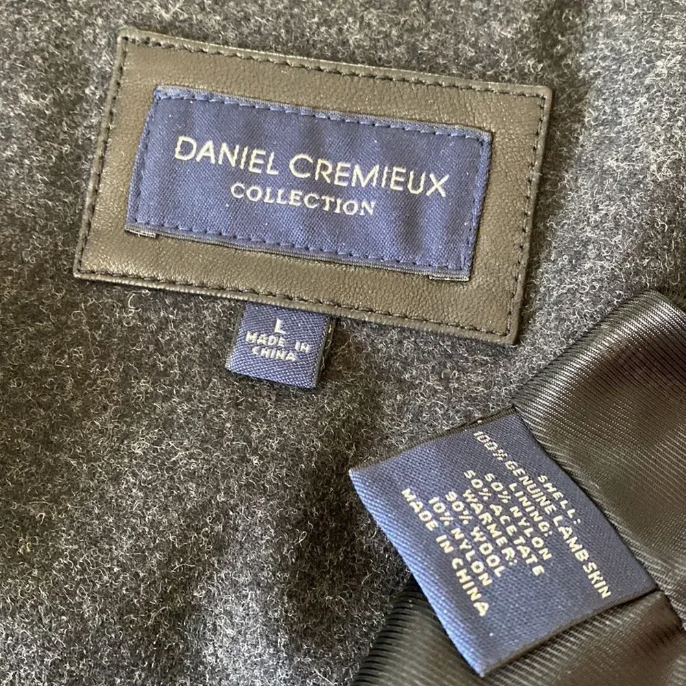 Daniel Cremieux Men’s Black Genuine Lamb Skin Leather Jacket Wool Lining Size L